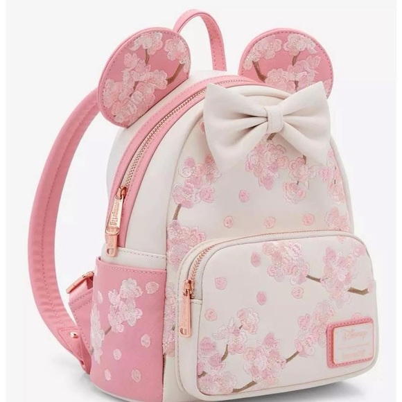 Loungefly Disney Minnie Mouse Cherry Blossom Ears Mini Backpack NWT - Picture 2 of 4